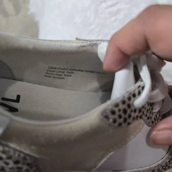 Madewell Court Spotted Genuine Calf Hair Sneaker in Sand Beige 7M - Picture 7 of 7